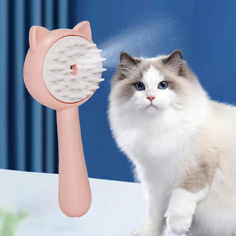 Rechargeable Mist Grooming Brush for Cats & Dogs – Self-Cleaning Slicker with Detangling and Hair Removal