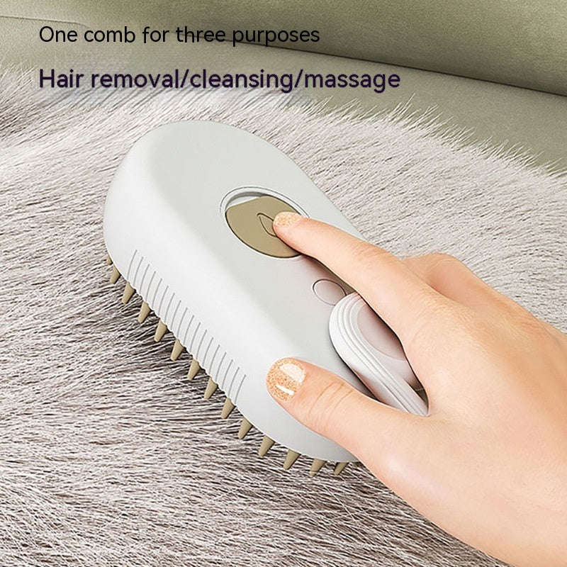Rechargeable Steamy Pet Grooming Brush – 3-in-1 Hair Removal & Massage Comb for Cats & Dogs