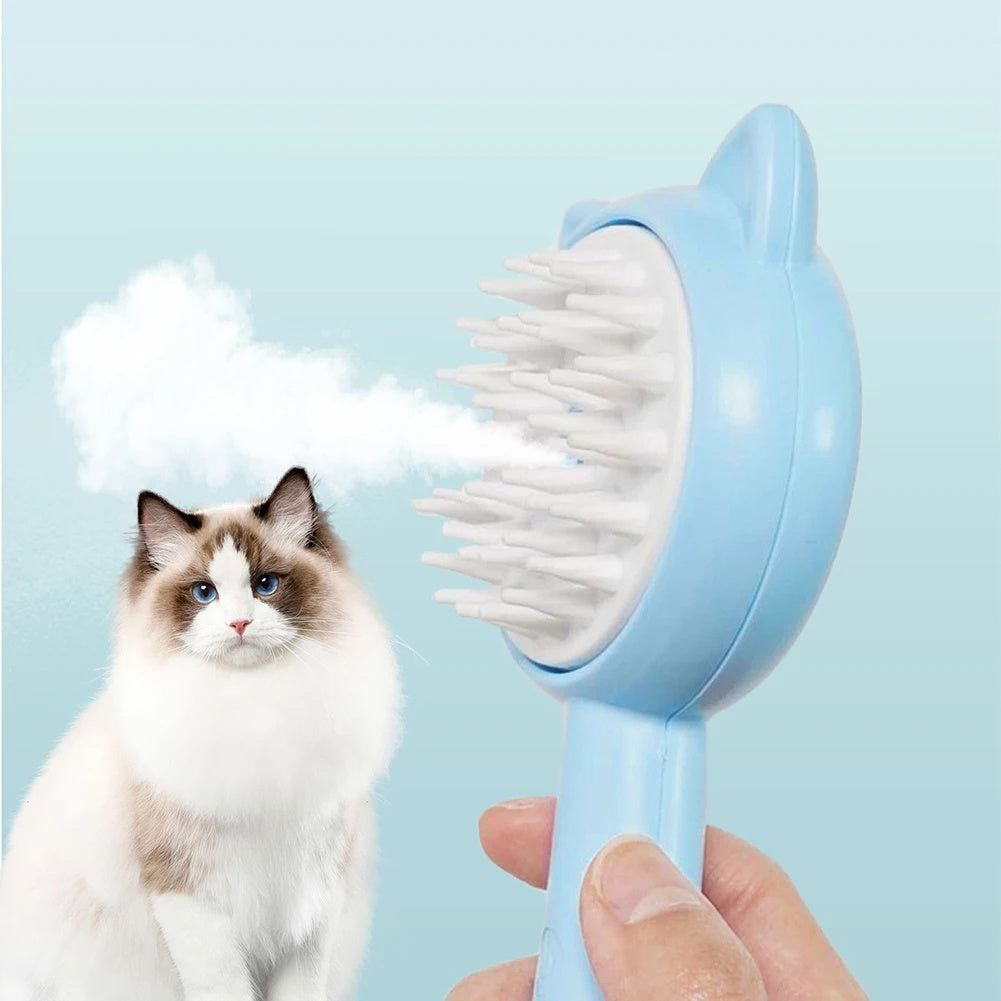 Rechargeable Mist Grooming Brush for Cats & Dogs – Self-Cleaning Slicker with Detangling and Hair Removal