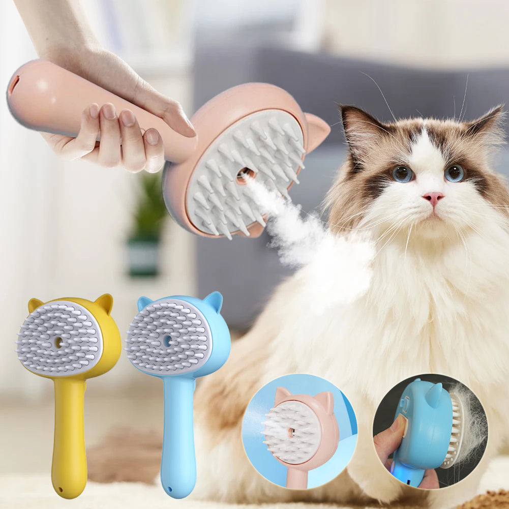 Rechargeable Mist Grooming Brush – Self-Cleaning Detangling Slicker for Cats & Dogs