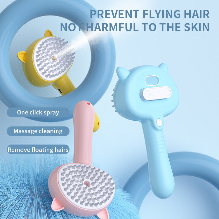 Rechargeable Mist Grooming Brush – Self-Cleaning Detangling Slicker for Cats & Dogs